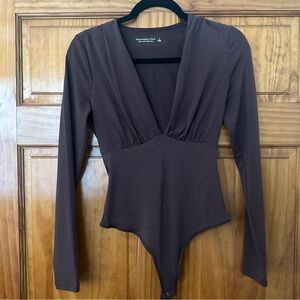 Brown Abercrombie V-Neck Bodysuit